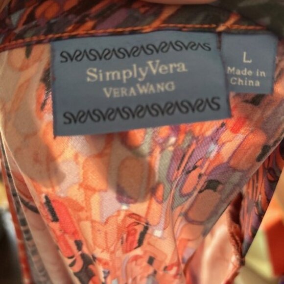 Simply Vera Wang L Sheath V Neck Dress Sleeveless Artsy Stretch Modern Bold Chic - Picture 5 of 6